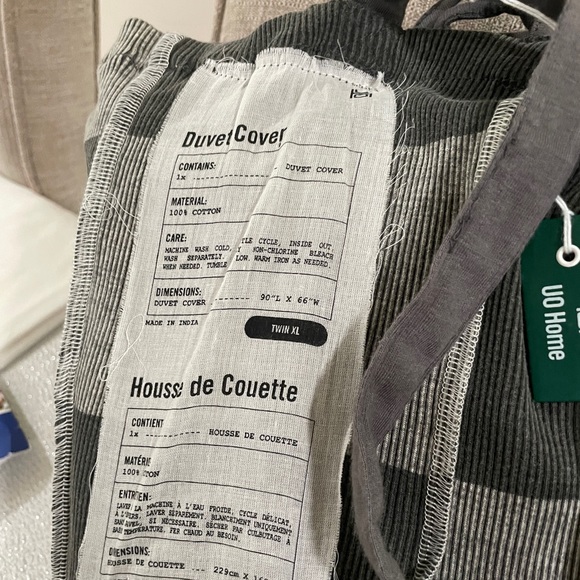 NWT Urban Outfitters Gray Rib Knit Duvet Cover Twin XL - Picture 3 of 3